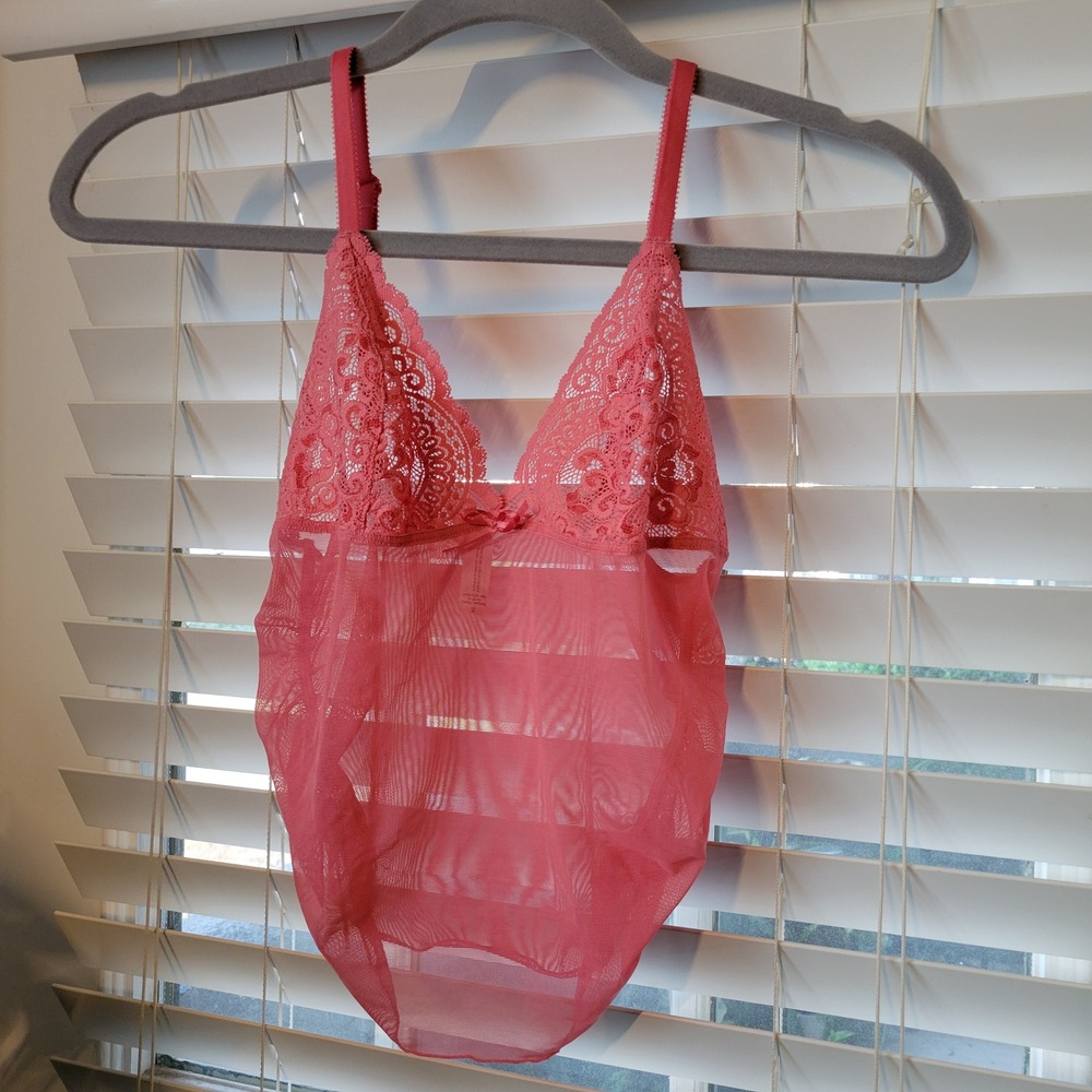Y2K Victoria's Secret Pink Sheer Mesh Lace Camisole Tank Top Small Rouched Sides